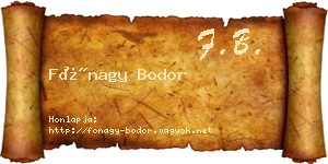Fónagy Bodor névjegykártya
